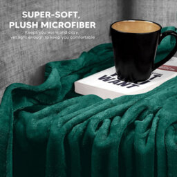 Ameha Fleece Plain Blanket, Lightweight & Reversible Throw For Travel, Bed & Sofa Blanket, Emerald King 200X240Cm - thumbnail 6