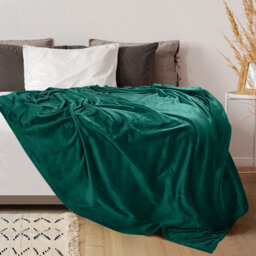 Ameha Fleece Plain Blanket, Lightweight & Reversible Throw For Travel, Bed & Sofa Blanket, Emerald King 200X240Cm - thumbnail 5