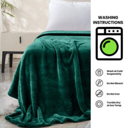 Ameha Fleece Plain Blanket, Lightweight & Reversible Throw For Travel, Bed & Sofa Blanket, Emerald King 200X240Cm - thumbnail 4