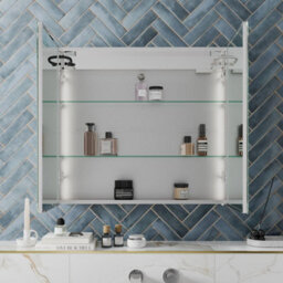 Affine Modern Bathroom Mirror Cabinet Led Illuminated Wall Mounted Ip44 800 X 700mm - thumbnail 3