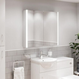 Affine Modern Bathroom Mirror Cabinet Led Illuminated Wall Mounted Ip44 800 X 700mm - thumbnail 4