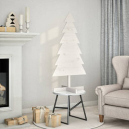 Berkfield Wooden Christmas Tree For Decoration White 120 Cm Solid Wood Pine