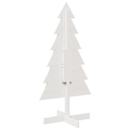 Berkfield Wooden Christmas Tree For Decoration White 120 Cm Solid Wood Pine - thumbnail 5