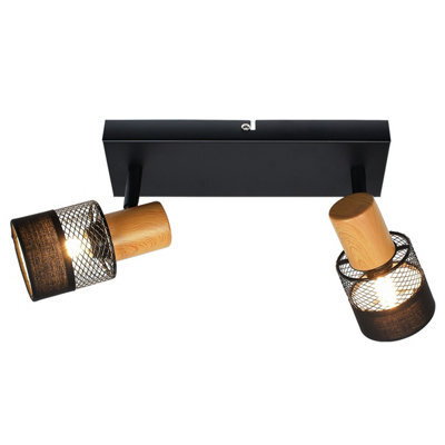 Luminosa Lighting Luminosa Coletta Twin Ceiling Spotlight Black, Wood, Fabric 2Xe14 - image 1