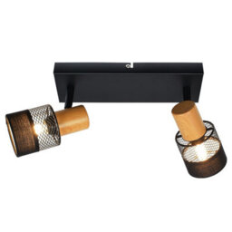 Luminosa Lighting Luminosa Coletta Twin Ceiling Spotlight Black, Wood, Fabric 2Xe14 - thumbnail 1