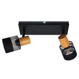 Luminosa Lighting Luminosa Coletta Twin Ceiling Spotlight Black, Wood, Fabric 2Xe14 - thumbnail 2