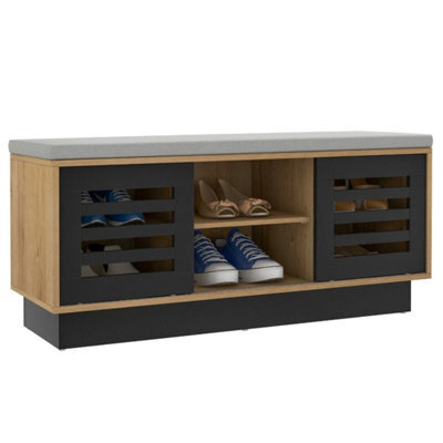 Wooden Shoe Bench Shoe Storage Cabinet Organizer Stool W/ 3 Adjustable Shelves - image 1