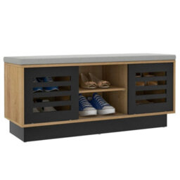 Wooden Shoe Bench Shoe Storage Cabinet Organizer Stool W/ 3 Adjustable Shelves - thumbnail 1