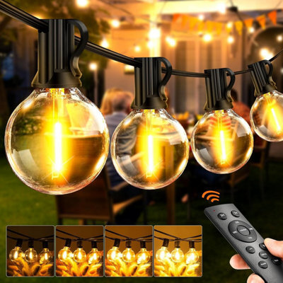Outdoor String Lights Garden 65 Ft 20 M Led Festoon Light Mains Powered With Remote Dimmable Timer Outside Waterproof G 40 26+2 - image 1
