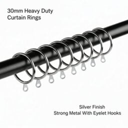 Homeelabador 30mm Silver Colour Pole Curtain Rings With Eyelet - Pack Of 60 - thumbnail 3
