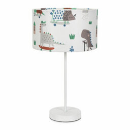 Valuelights Charles White Table Lamp With Cartoon Dino Print Shade And Bulb - thumbnail 2