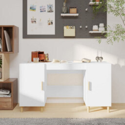 Vidaxl Desk White 140X50X75 Cm Engineered Wood