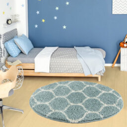 The Rugs Moroccan Shaggy Rugs And Runners Soft Fluffy Trellis Design High Pile Duck Egg Blue And Ivory Living Room Kitchen Hallway 650 - thumbnail 5