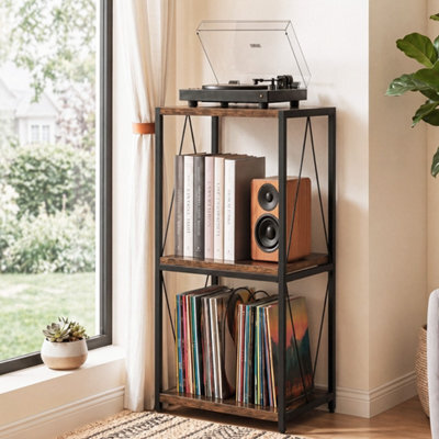 Levede Record Player Stand Side Table With Vinyl Storage 3-Tier Wood Brown - image 1