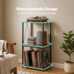 Levede Record Player Stand Side Table With Vinyl Storage 3-Tier Wood Brown - thumbnail 5