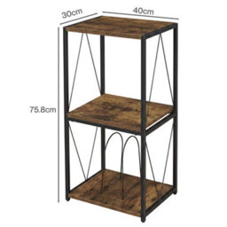 Levede Record Player Stand Side Table With Vinyl Storage 3-Tier Wood Brown - thumbnail 4