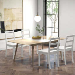 Gainoom Kitchen White  Dining Chairs Set Of 4 Ladder Back Side Chairs Armless Chairs