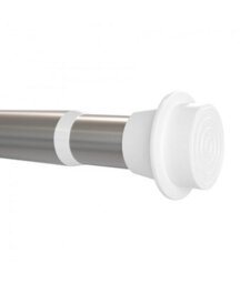 19-22mm  Extendable No Drill Eyelet Metal Curtain Pole - Silver - thumbnail 1