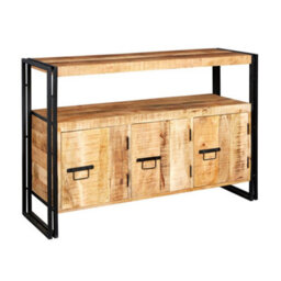 Wyld Haus Toivakka Industrial Reclaimed Wood And Metal Sideboard, 3 Doors - thumbnail 2
