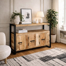 Wyld Haus Toivakka Industrial Reclaimed Wood And Metal Sideboard, 3 Doors - thumbnail 1