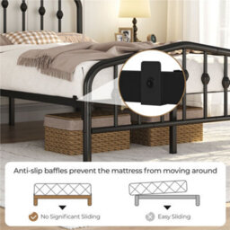 Yaheetech Black 4Ft6 Double Metal Bed Frame With Arched Headboard And Footboard - thumbnail 5