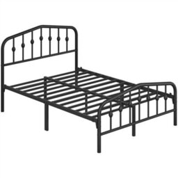 Yaheetech Black 4Ft6 Double Metal Bed Frame With Arched Headboard And Footboard - thumbnail 3