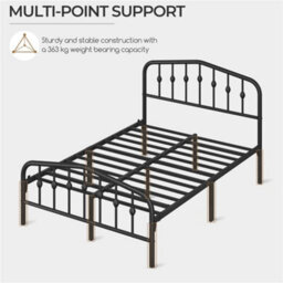 Yaheetech Black 4Ft6 Double Metal Bed Frame With Arched Headboard And Footboard - thumbnail 9
