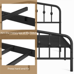 Yaheetech Black 4Ft6 Double Metal Bed Frame With Arched Headboard And Footboard - thumbnail 8