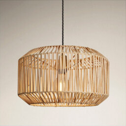 Industville Boho Rattan Ceiling Pendant - 18 Inch - Drum, Natural - thumbnail 2
