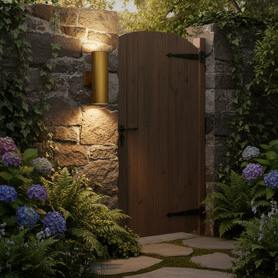 Litecraft Haddon Brushed Gold Up And Down Outdoor Wall Light - image 1