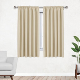 Bedlooms Cream Thermal Insulated Blackout Pencil Pleat Short Window Curtain (Pair) 46 X 54 Inches With Tie Backs Two - thumbnail 1