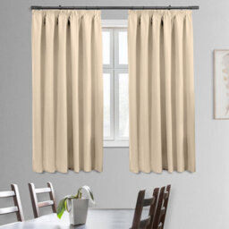 Bedlooms Cream Thermal Insulated Blackout Pencil Pleat Short Window Curtain (Pair) 46 X 54 Inches With Tie Backs Two - thumbnail 2