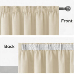Bedlooms Cream Thermal Insulated Blackout Pencil Pleat Short Window Curtain (Pair) 46 X 54 Inches With Tie Backs Two - thumbnail 6