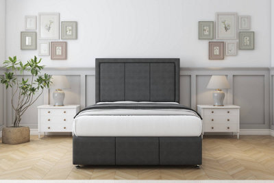 "Comfort Savoy Graphite Dumfries Divan Bed Set 2 Drawers Right Side - 26"" Strutted & 12"" Footboard 6' Super King" - image 1