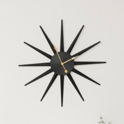 Melody Maison Black Metal Starburst Detail Wall Clock - 60Cm X 60Cm