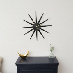 Melody Maison Black Metal Starburst Detail Wall Clock - 60Cm X 60Cm - thumbnail 6