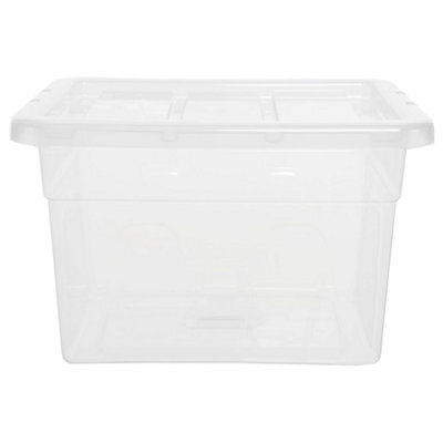 HEATON WHOLESALE 3 X 22L Clear Plastic Home Office Storage Containers Complete With Lids Ideal For Storing Clothes & Paper Work - image 1