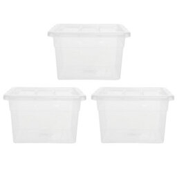 HEATON WHOLESALE 3 X 22L Clear Plastic Home Office Storage Containers Complete With Lids Ideal For Storing Clothes & Paper Work - thumbnail 3