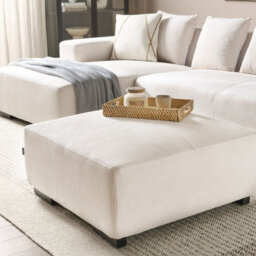 Beliani Off White Jumbo Corduroy Ottoman 80 X 80 X 35 Cm Square For Modern Living Room - thumbnail 2