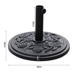 Living And Home Black Vintage Floral Pattern Cement Freestanding Parasol Base Outdoor Umbrella Stand, Load Capacity 10Kg - thumbnail 5