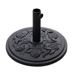 Living And Home Black Vintage Floral Pattern Cement Freestanding Parasol Base Outdoor Umbrella Stand, Load Capacity 10Kg - thumbnail 4