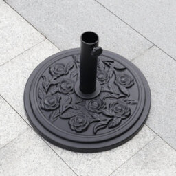 Living And Home Black Vintage Floral Pattern Cement Freestanding Parasol Base Outdoor Umbrella Stand, Load Capacity 10Kg - thumbnail 1