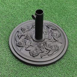 Living And Home Black Vintage Floral Pattern Cement Freestanding Parasol Base Outdoor Umbrella Stand, Load Capacity 10Kg - thumbnail 3