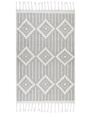 Wyld And Coco Heritage Grey And White Indoor-Outdoor Area Rug 140 X 200 Cm With Tassels - image 1