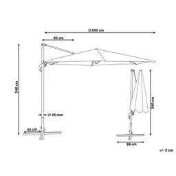 Wyld and Coco Grey Cantilever Parasol 240 Cm Octagonal - 360 Swivel, Crank Opening - thumbnail 3
