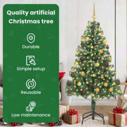 Vidaxl Christmas Tree With 300 Leds With Stand Green 180 Cm Pvc - thumbnail 7
