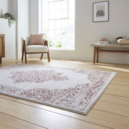 Rose Silver Traditional Bordered Abstract Easy To Clean Dining Room Bedroom & Living Room Rug-120Cm X 170Cm - thumbnail 2
