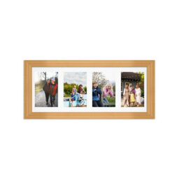AK Frames 50X20Cm Country Pine Classic Multi Photo Frame With White Mount - Holds 4 Apertures (4X) 6X4 Photos
