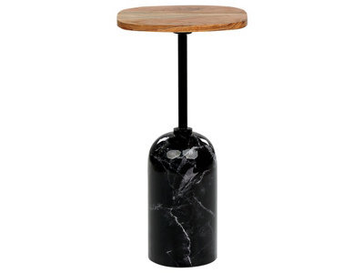 Wyld and Coco Conte Living Round Side Table, Acacia Wood Top, Black Metal Base, 30 Cm. - image 1