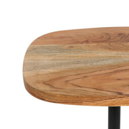 Wyld and Coco Conte Living Round Side Table, Acacia Wood Top, Black Metal Base, 30 Cm. - thumbnail 3